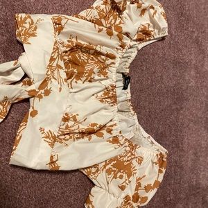 Floral print off shoulder tie back top